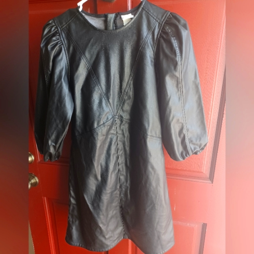 Bodycon black faux leather dress women X small Forever 21